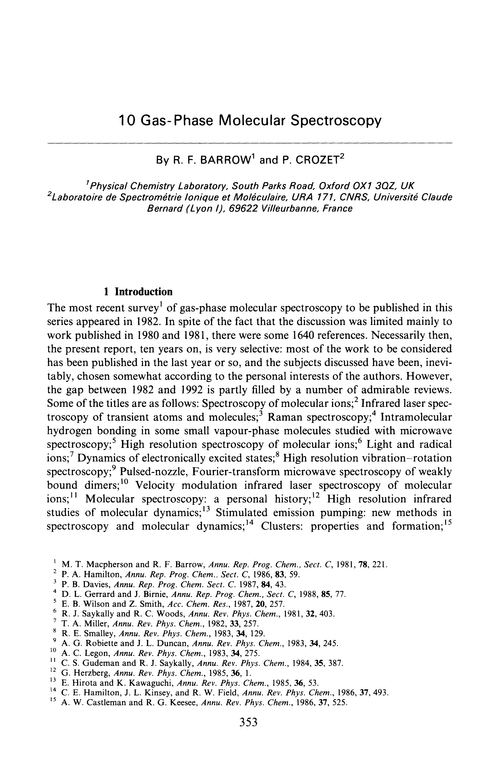 Chapter 10. Gas-phase molecular spectroscopy