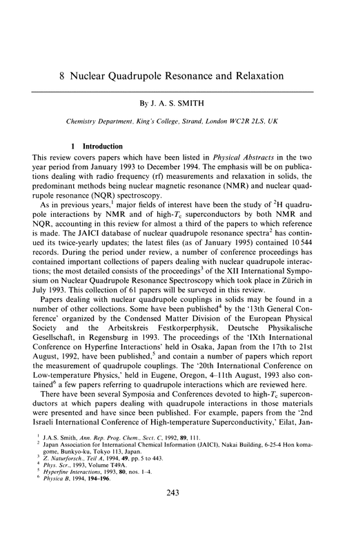Chapter 8. Nuclear quadrupole resonance and relaxation