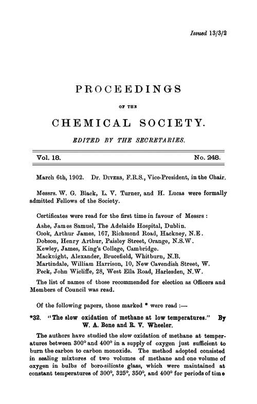 Proceedings of the Chemical Society, Vol. 18, No. 248