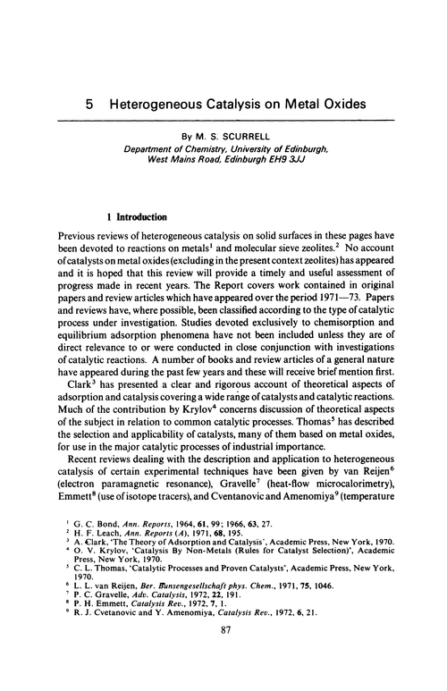 Chapter 5. Heterogeneous catalysis on metal oxides