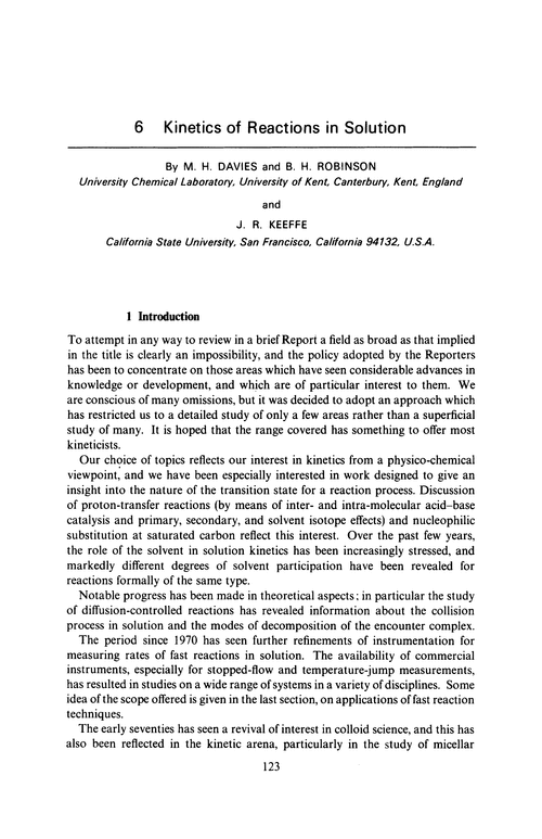 Chapter 6. Kinetics of reactions in solution