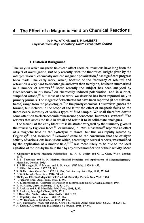 Chapter 4. The effect of a magnetic field on chemical reactions