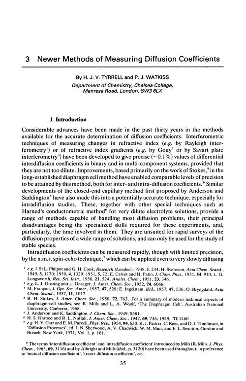 Chapter 3. Newer methods of measuring diffusion coefficients