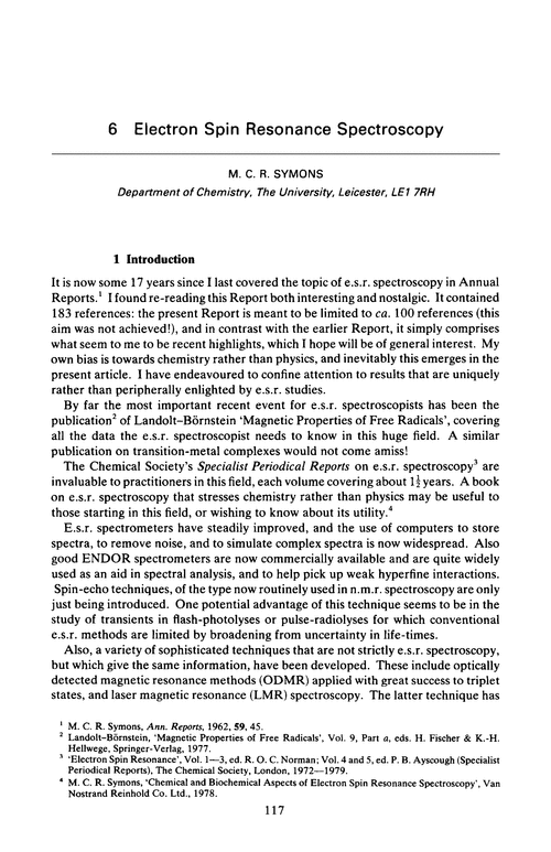 Chapter 6. Electron spin resonance spectroscopy
