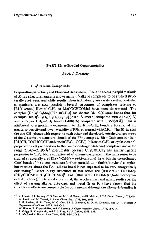 Chapter 10. Organometallic Chemistry. Part II: π-Bonded organometallics
