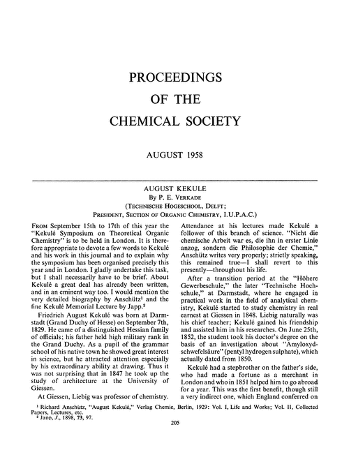 Proceedings of the Chemical Society. August 1958