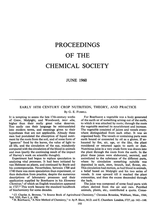 Proceedings of the Chemical Society. June 1960