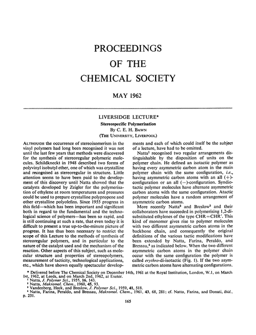 Proceedings of the Chemical Society. May 1962
