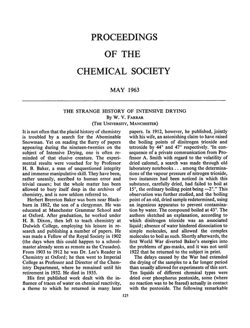 Proceedings of the Chemical Society. May 1963