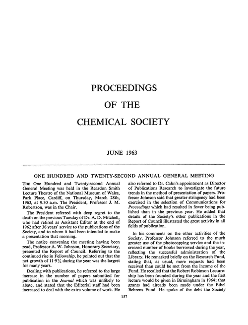 Proceedings of the Chemical Society. June 1963