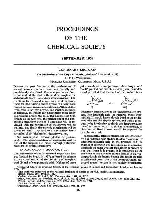 Proceedings of the Chemical Society. September 1963