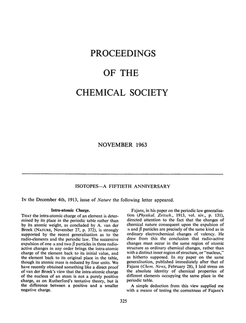 Proceedings of the Chemical Society. November 1963