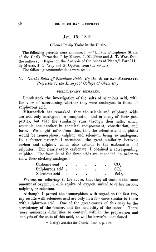 V.—On the salts of selenious acid