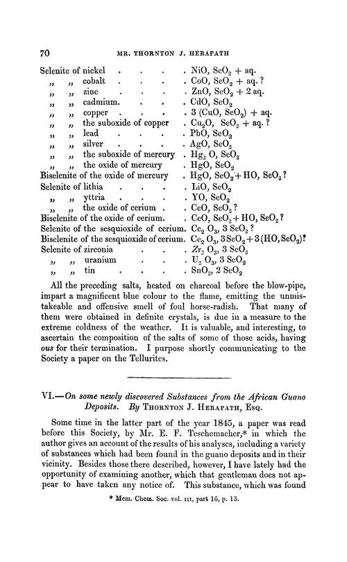 VI.—On some newly discovered substances from the african guano deposits