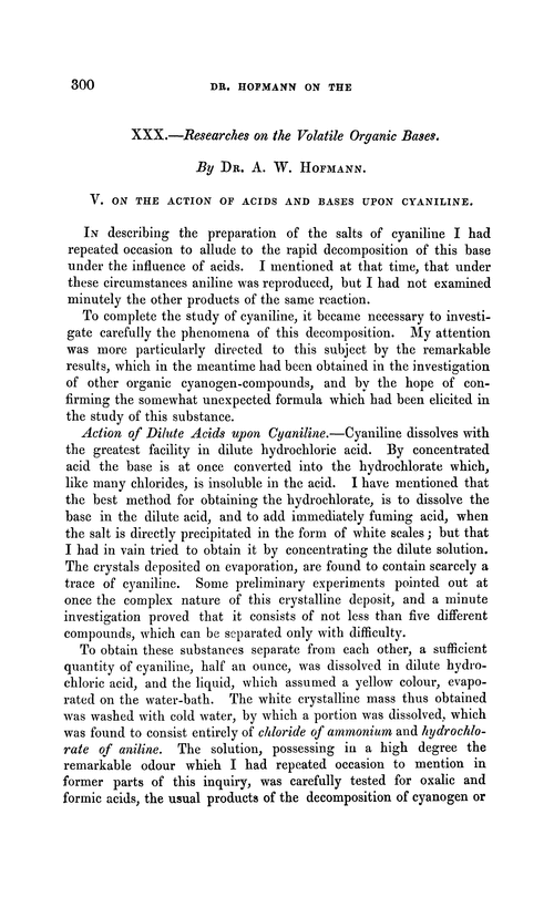 XXX.—Researches on the volatile organic bases