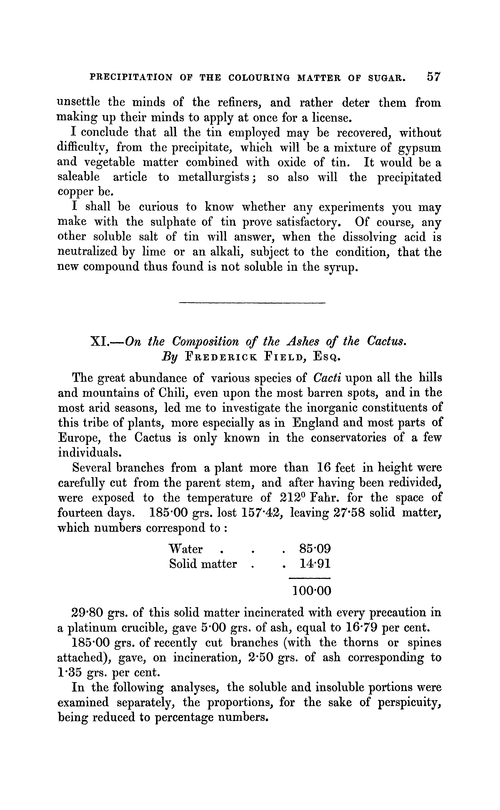 XI.—On the composition of the ashes of the cactus