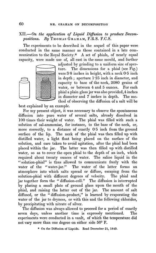 XII.—On the application of liquid diffusion to produce decompositions