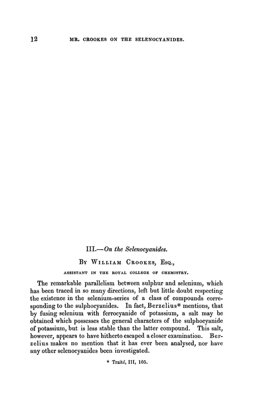 III.—On the selenocyanides