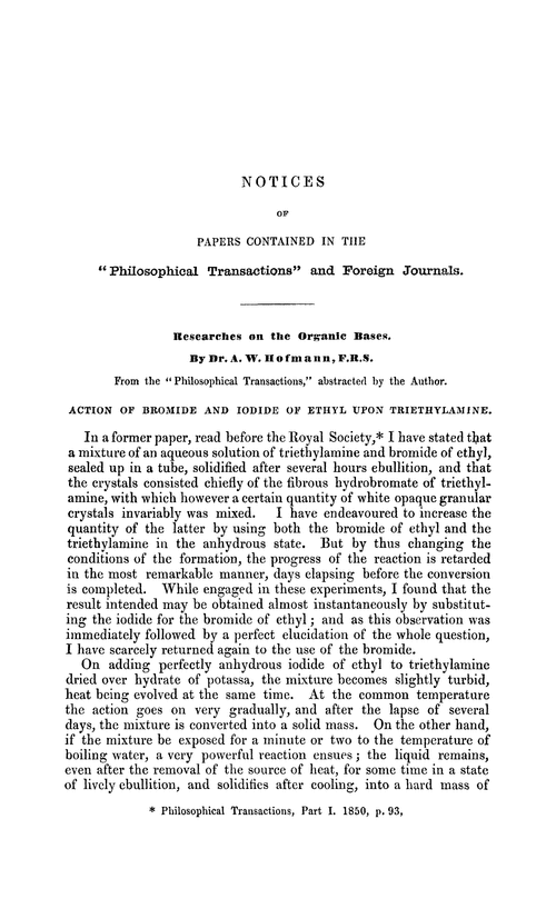 Notices of papers contained in the “Philosophical transactions” and foreign journals