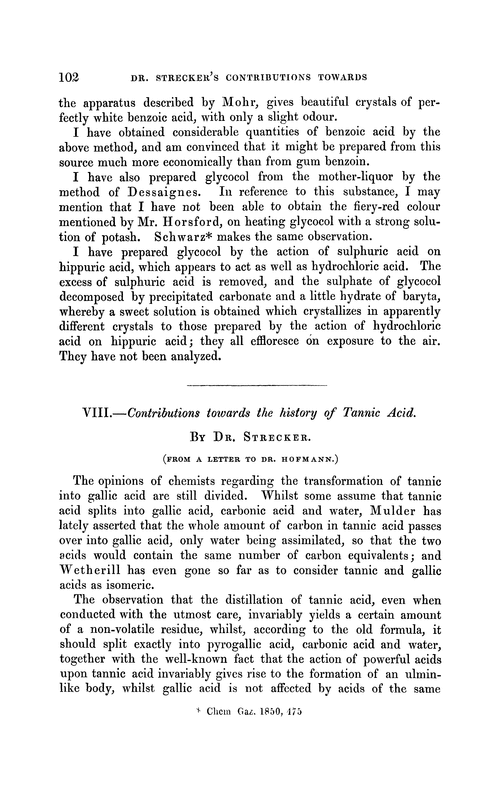 VIII.—Contributions towards the history of tannic acid