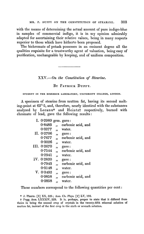 XXV.—On the constitution of stearine