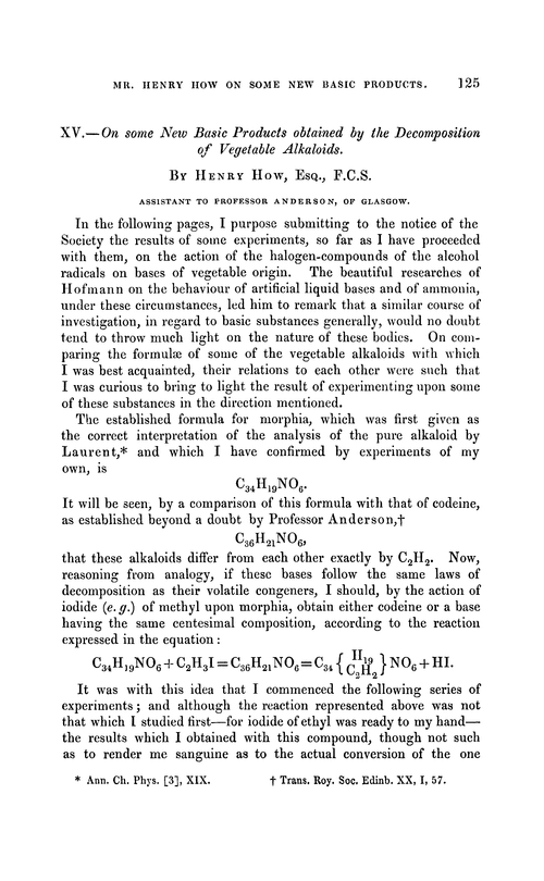 XV.—On some new basic products obtained by the decomposition of vegetable alkaloids