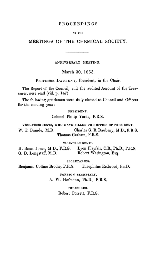 Proceeding at the Meetings of the Chemical Society