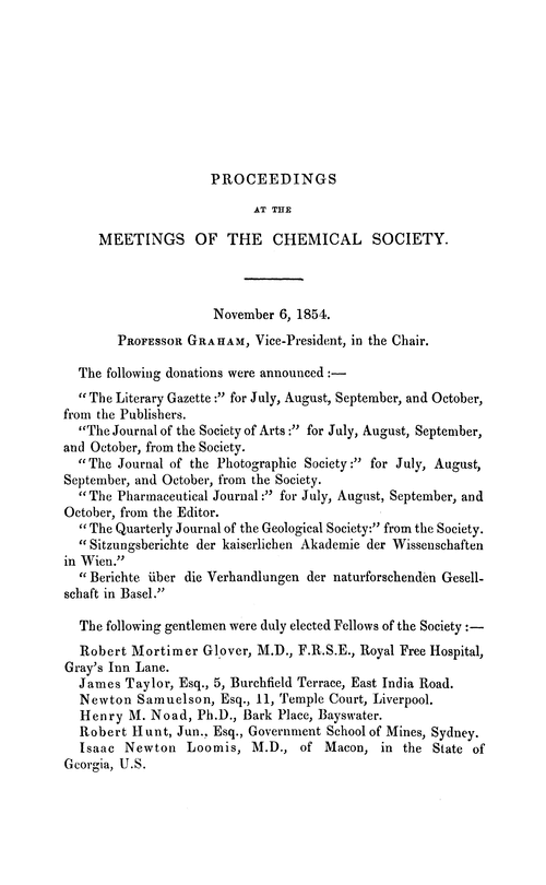 Proceedings at the Meetings of the Chemical Society