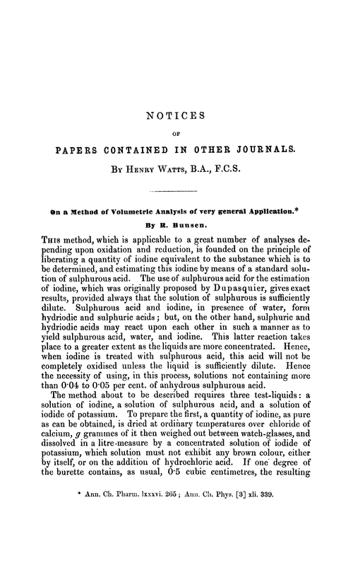 Notices of papers contained in other journals