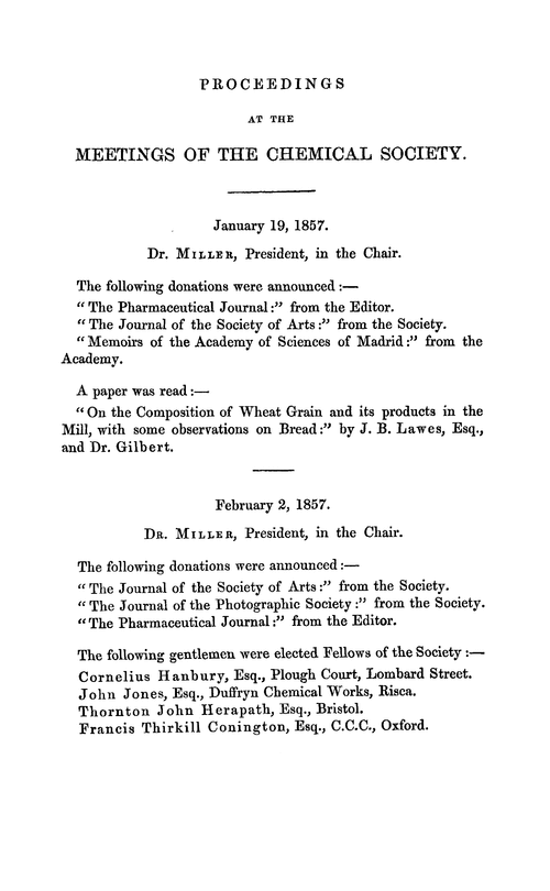 Proceedings at the Meetings of the Chemical Society