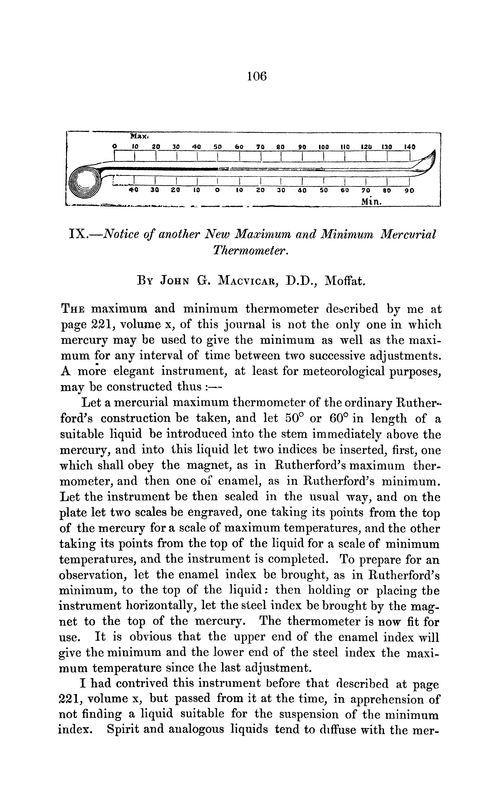 IX.—Notice of another new maximum and minimum mercurial thermometer