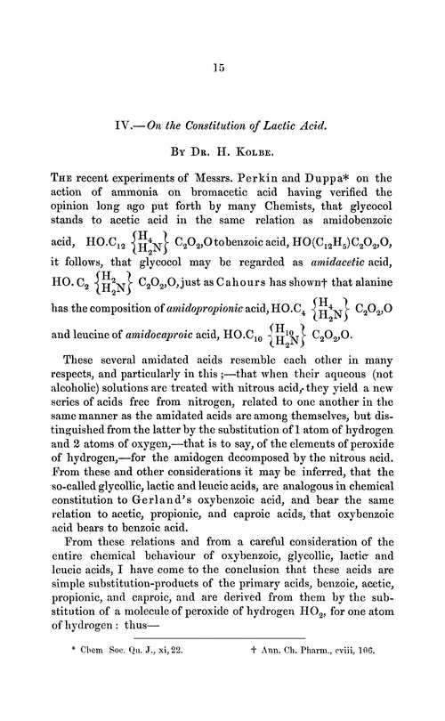 IV.—On the constitution of lactic acid