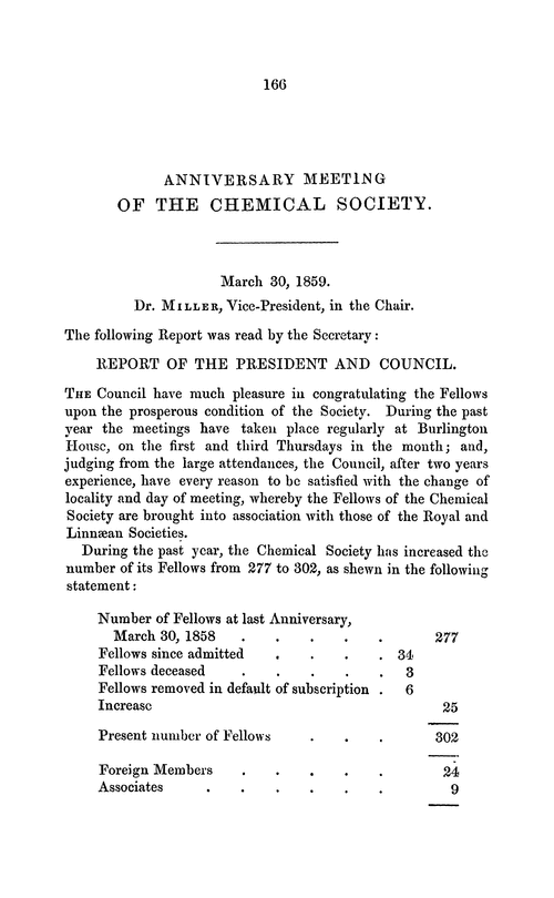 Anniversary meeting of the Chemical Society