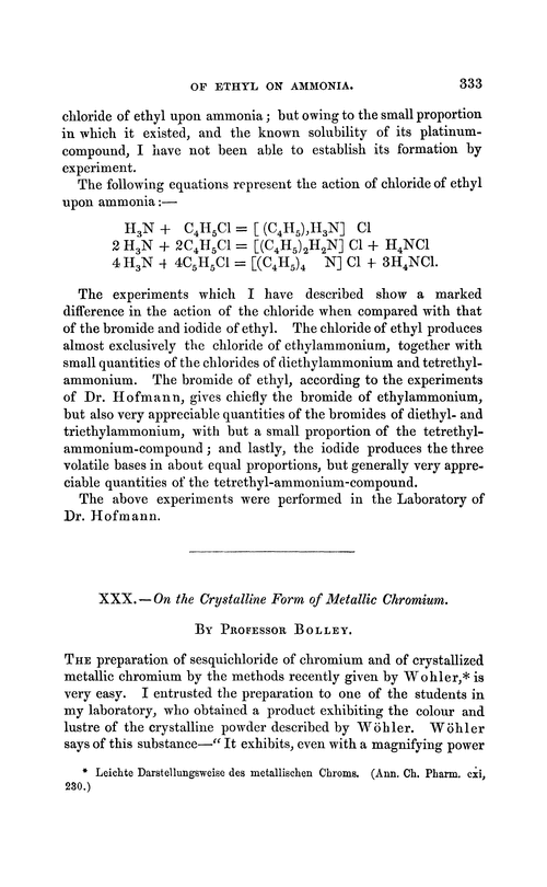 XXX.—On the crystalline form of metallic chromium