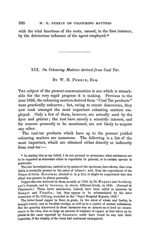 XIX. On colouring matters derived from coal tar