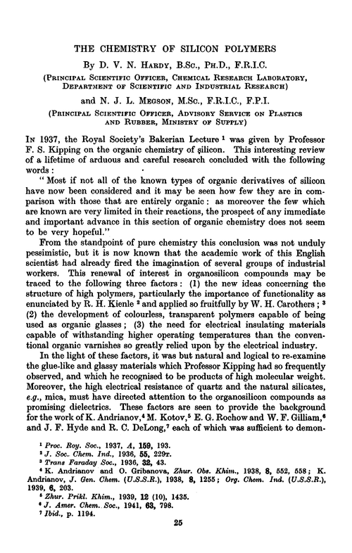 The chemistry of silicon polymers