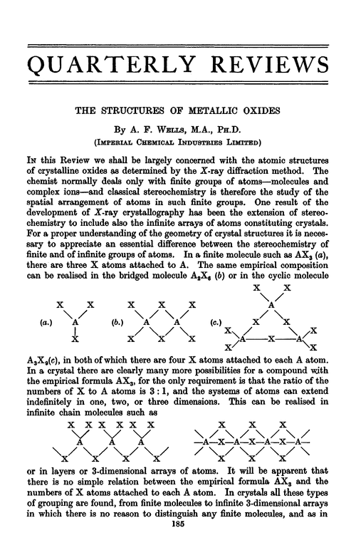 The structures of metallic oxides