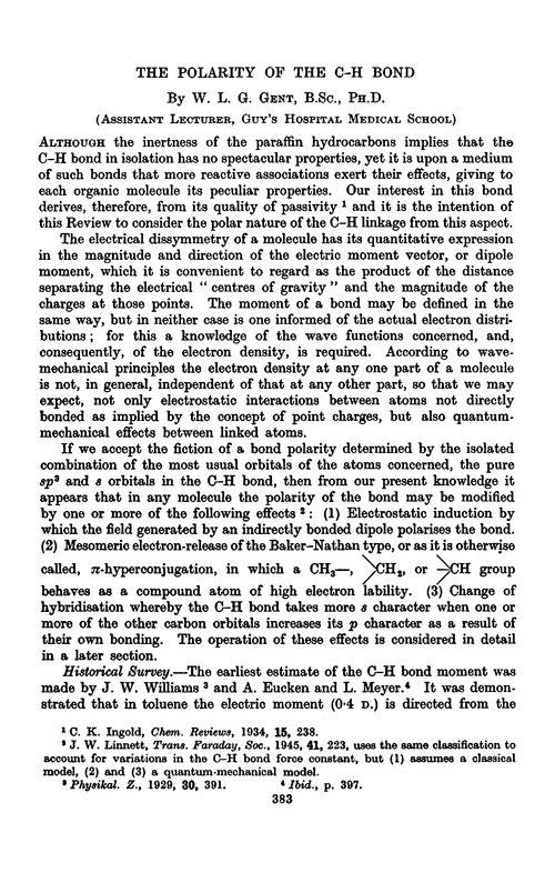 The polarity of the C–H bond