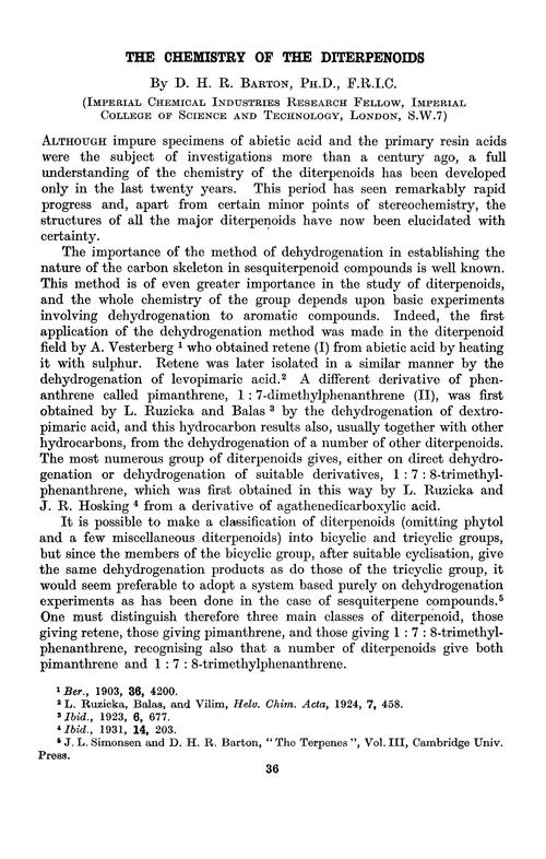 The chemistry of the diterpenoids