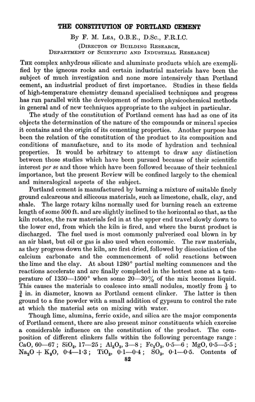 The constitution of Portland cement