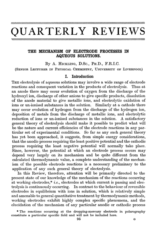 The mechanism of electrode processes in aqueous solutions