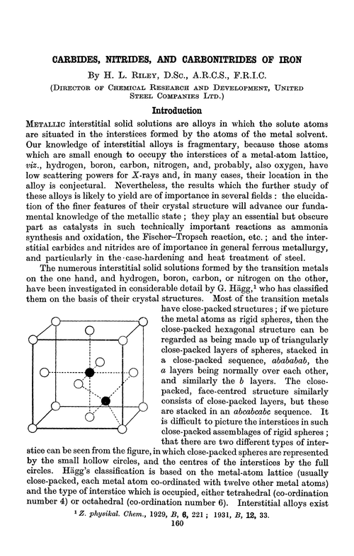 Carbides, nitrides, and carbonitrides of iron