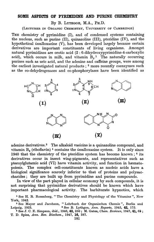 Some aspects of pyrimidine and purine chemistry
