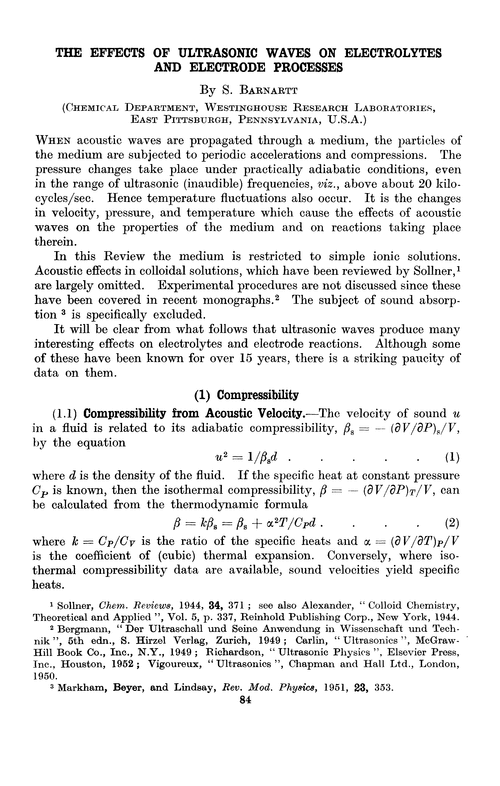 The effects of ultrasonic waves on electrolytes and electrode processes