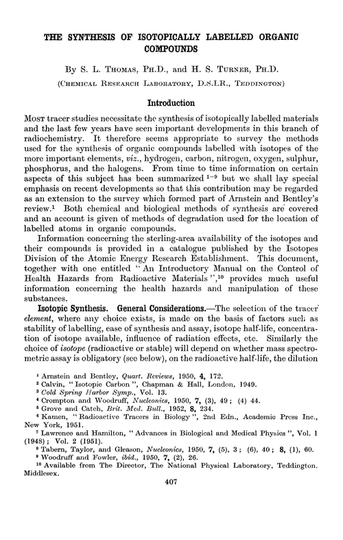 The synthesis of isotopically labelled organic compounds