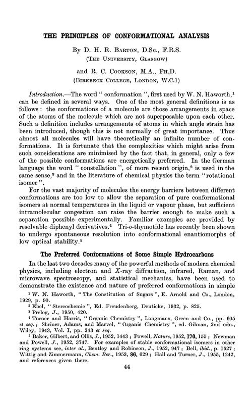 The principles of conformational analysis