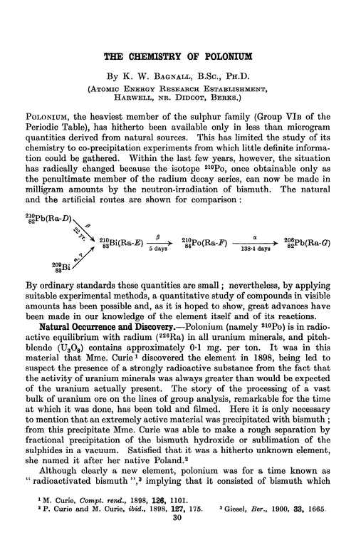 The chemistry of polonium