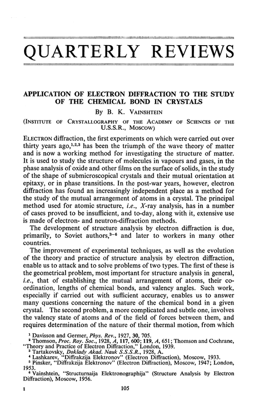 Application of electron diffraction to the study of the chemical bond in crystals