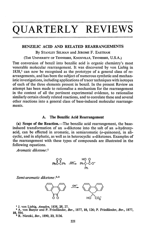 Benzilic acid and related rearrangements