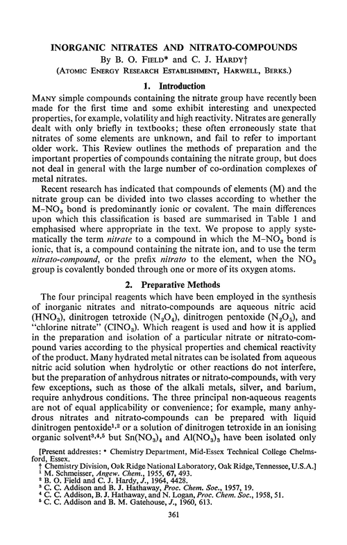 Inorganic nitrates and nitrato-compounds